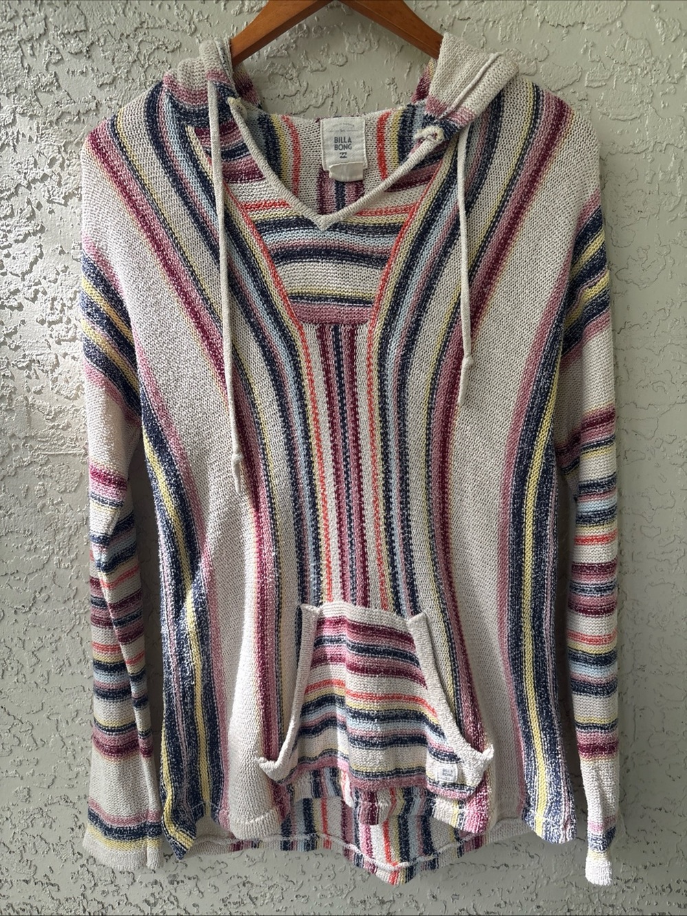 Billabong Women’s Striped Pullover Hoodie Y2K Surf Skater Size Small